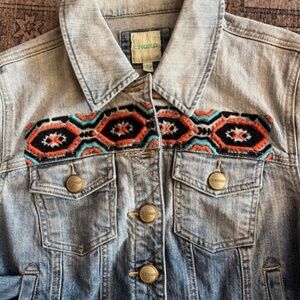CHORD southwestern cropped denim jacket sz Lg